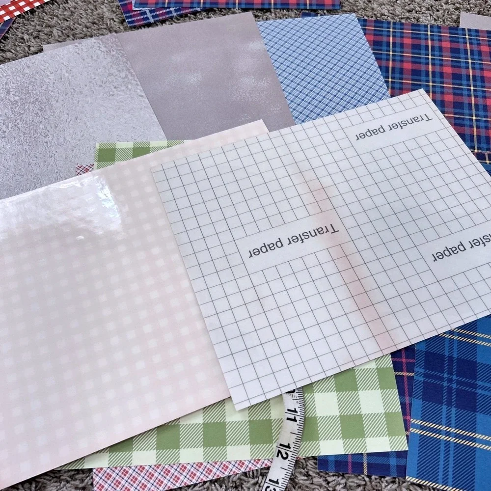 Assorted Plaid Gingham and Metallic HTV Heat Transfer Vinyl Craft‎ Sheets Bundle